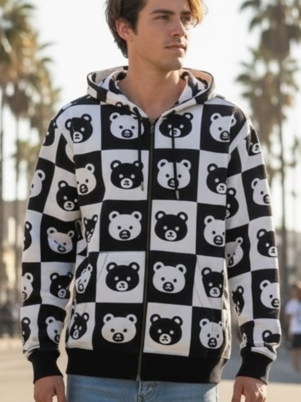 Teddy Fresh Bear Checker Zip Hoodie